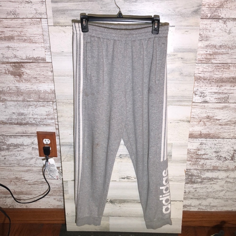 Adidas gray and white jogger pants track pants sweatpants size medium sp…​